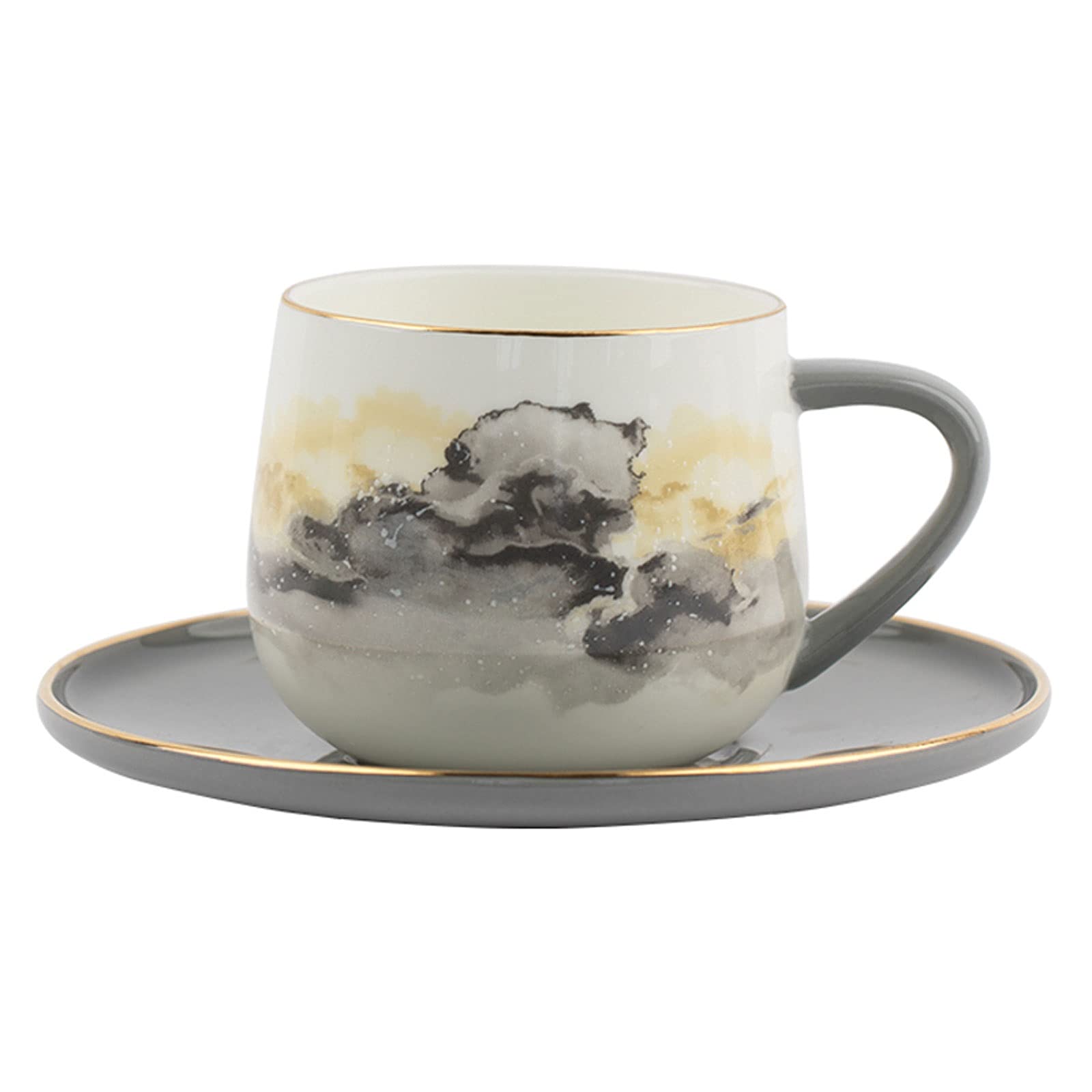 Filiżanki i kubki do kawy z porcelany kostnej, filiżanki do kawy, ceramiczna filiżanka do herbaty, filiżanka do kawy i spodek z porcelany kostnej, 145 ml, zestaw filiżanek do kawy w stylu vintage