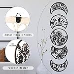 Jetec 5 Pieces Moon Phase Wall Decor Boho Hanging Moon Phase Nordic Wood Wall Art for Living Room Bedroom Home Decoration Room Apartment Bar Ornament(Black) - Image 3