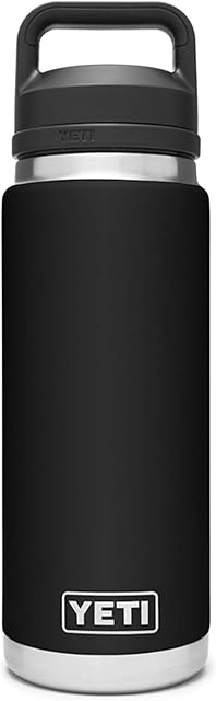 YETI Rambler 26 oz Bouteille, Isolée sous vide, en acier inoxydable avec bouchon en écharpe, noir