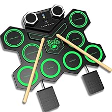 [Foldable Electric Drum Kit] CNAPXAIA roll up electronic drum kits are made of premium quality silicon material and certified cpc test that is safe for your kids. Its flexible drum mat allows you fold it up with ease, space-saving and convenient to t...