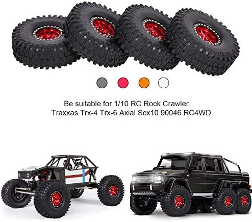 Miniatura 3 de GoolRC 4 neumáticos de goma RC Crawler de 1.9 pulgadas con borde de metal para 110 RC Rock Crawler Traxxas TRX-4 TRX-6 Axial Scx10 90046 RC4WD RC