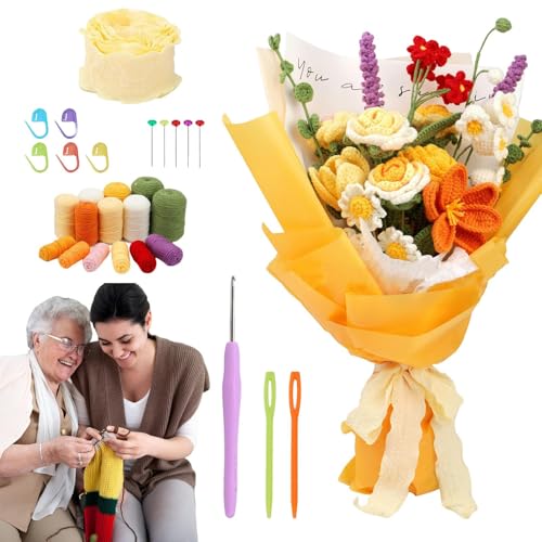 Kit de crochet coloré Blossom pour débutant avec tutoriel fleur DIY