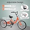ROMYIX 16 Inch Children's Tricycle Single Speed Bike 3-Wheel Cruiser Bike with Basket, Adjustable Handlebar&Saddle Kids Balance Bike for 7-10 Years Old, Orange #1