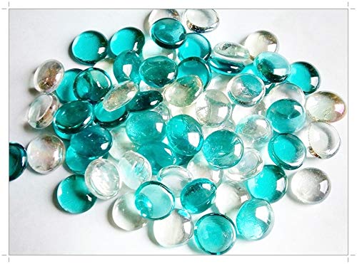 100 Turquoise Crystal Colourful Mixed Glass Pebbles/Stones/Gems/Nuggets/Beads 17-20mm