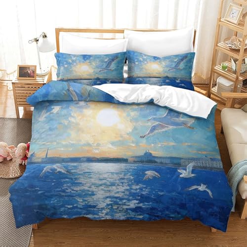 Parure de lit microfibre super douce vagues super king