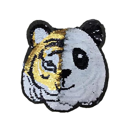 B Blesiya Söt paljetter tiger panda lappar vändbara paljetter patch stjärnlapp barnkläder dekoration
