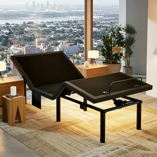 Marsail Twin XL Adjustable Bed Frame with Head & Foot Incline 4 USB Ports Under-Bed Night Light 4 Height Options Remote Control & Zero Gravity Electric Adjustable Bed Base