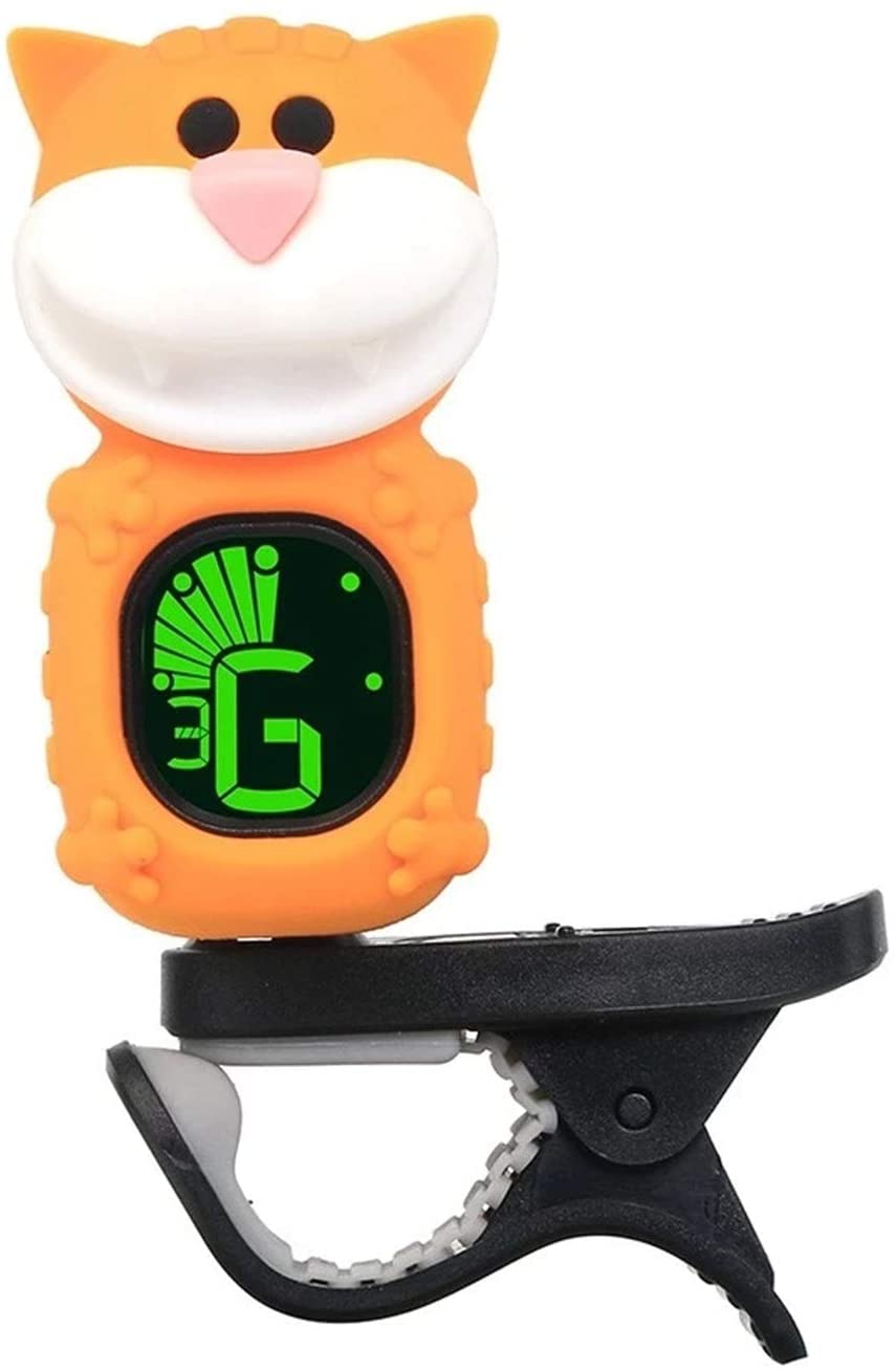 Sintonizador con Clip de Gato de Dibujos Animados, Pantalla LCD for Guitarra cromática, bajo, violín, Ukelele, Instrumento de Cuerda (Color : Giallo, Size : One Size)