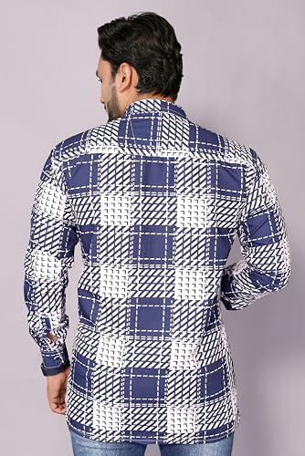 Image of GURIK Men's Cotton Box Checkered Slim Fit Casual Shirt with Chest Pocket, Full Sleeve Shirt for Formal & Casual Wear
