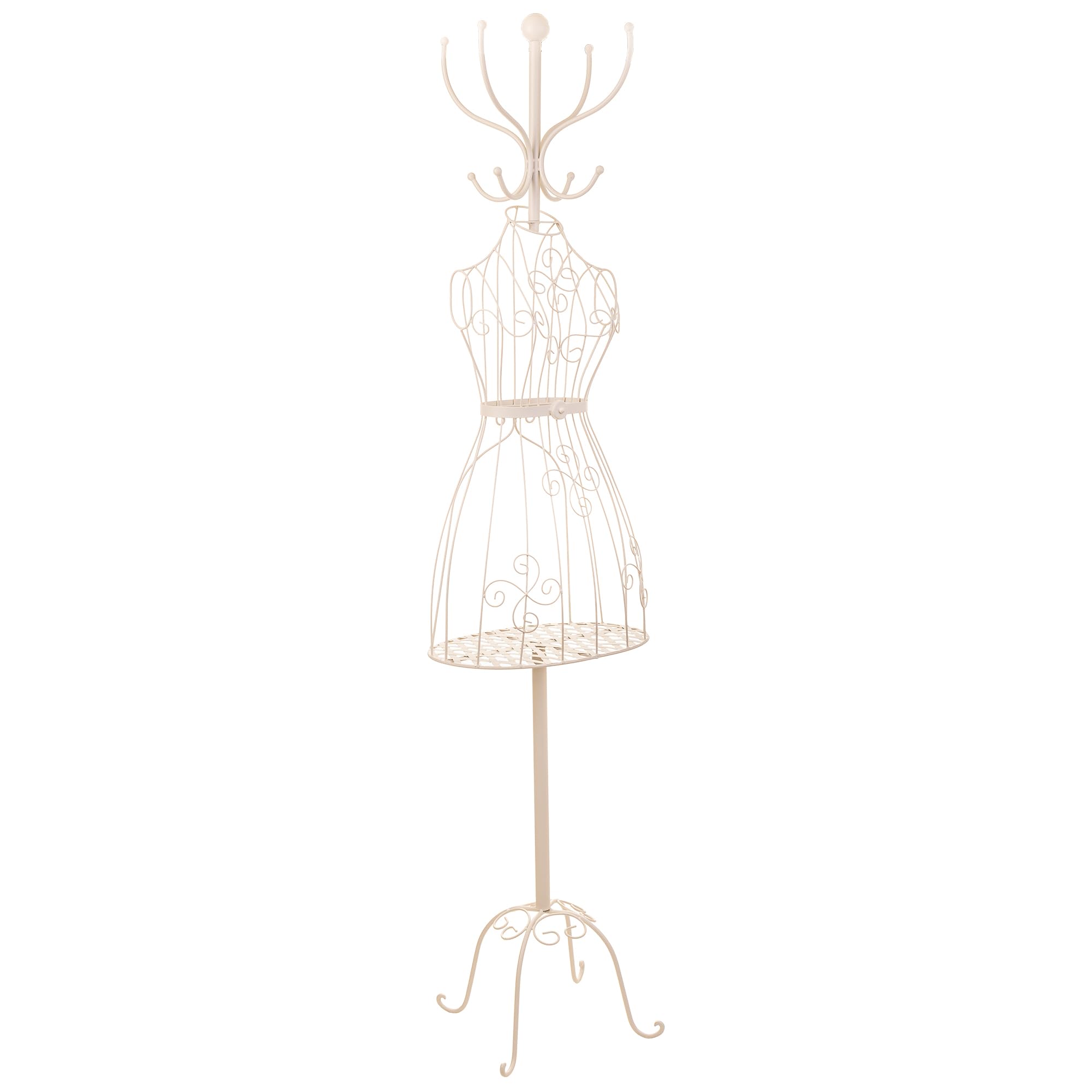 Portemanteau mannequin en fer forgé blanc pour chambre et dressing