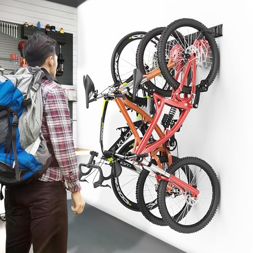 Ultrawall Bike Storage Rack, Wall Mount Bicycle Rack Vertical Bike Hanger for Garage, Home, 3 Bike Racks & 3 Helmet Hooks