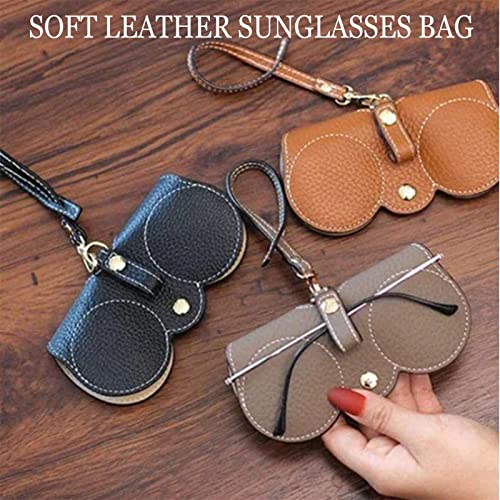Soft Leather Sunglasses Bag, Leather Glasses Case Holder Portable Slim Sunglasses Pouch Soft Eyeglasses Bag Eyewear Sleeve (Orange) #TOP1