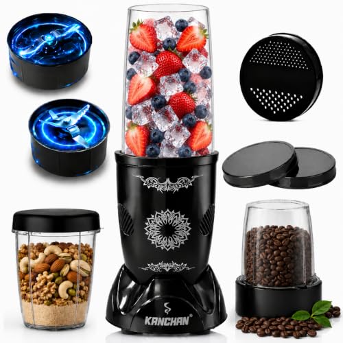 Image of Kanchan Nutri Blender Mixer Grinder (3 Jar, 2 Blade) 450 Watt - Blender for Smoothie & Juices, Protein Shake, Puree, Chutney, Masala -3 Unbreakable Jars (500ml & 2x300ml) -SS Blades for Grind & Blend