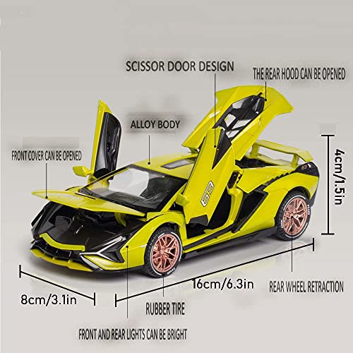 Image of DEUSON ECOM Alloy Metal Pull Back Lamborgini Diecast Car 1:32 MILETRY Metal Die Cast Pullback Toy car with Openable Doors & Light, Music Boys Gifts Toys for Kids