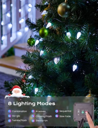 Minetom C6 Solar String Lights Outdoor, 50LEDs Waterproof Christmas Lights - 4