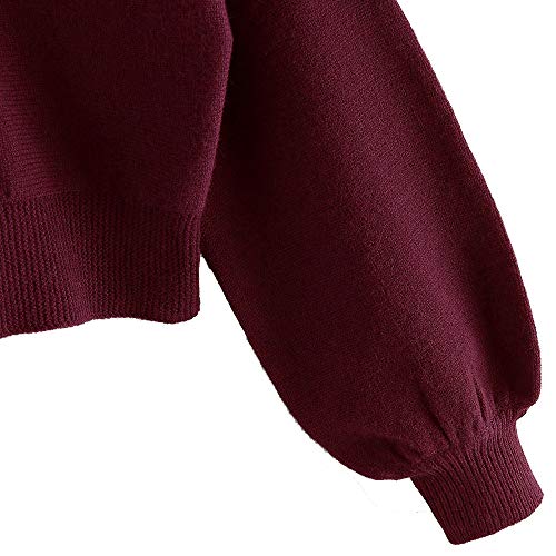 Image of ZAFUL Women's Cropped Sweater V-Neck Long Sleeve Pullover Jumper Knit Top