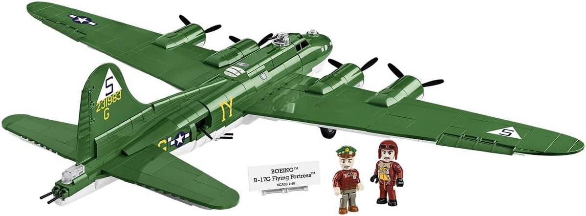 Shora dolů view of the COBI B-17G model with dimensions indicated: 66cm wingspan and 49cm length.