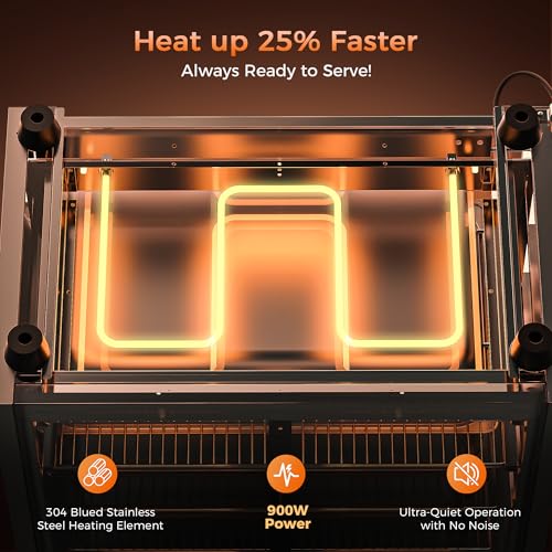 133Qt 5-Tier 900W Commercial Food Warmer with 304 Blued Stainless Steel Heating Element, 5MM Double-Tempered Glass Door, Adjustable Shelves, Electric Catering Hot Box Countertop Heated Holding Cabinet