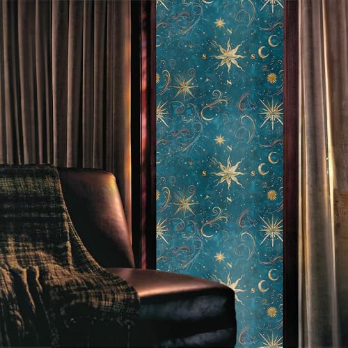Vinilo decorativo adhesivo 40x300 cm tonos azul y dorado miniatura 2