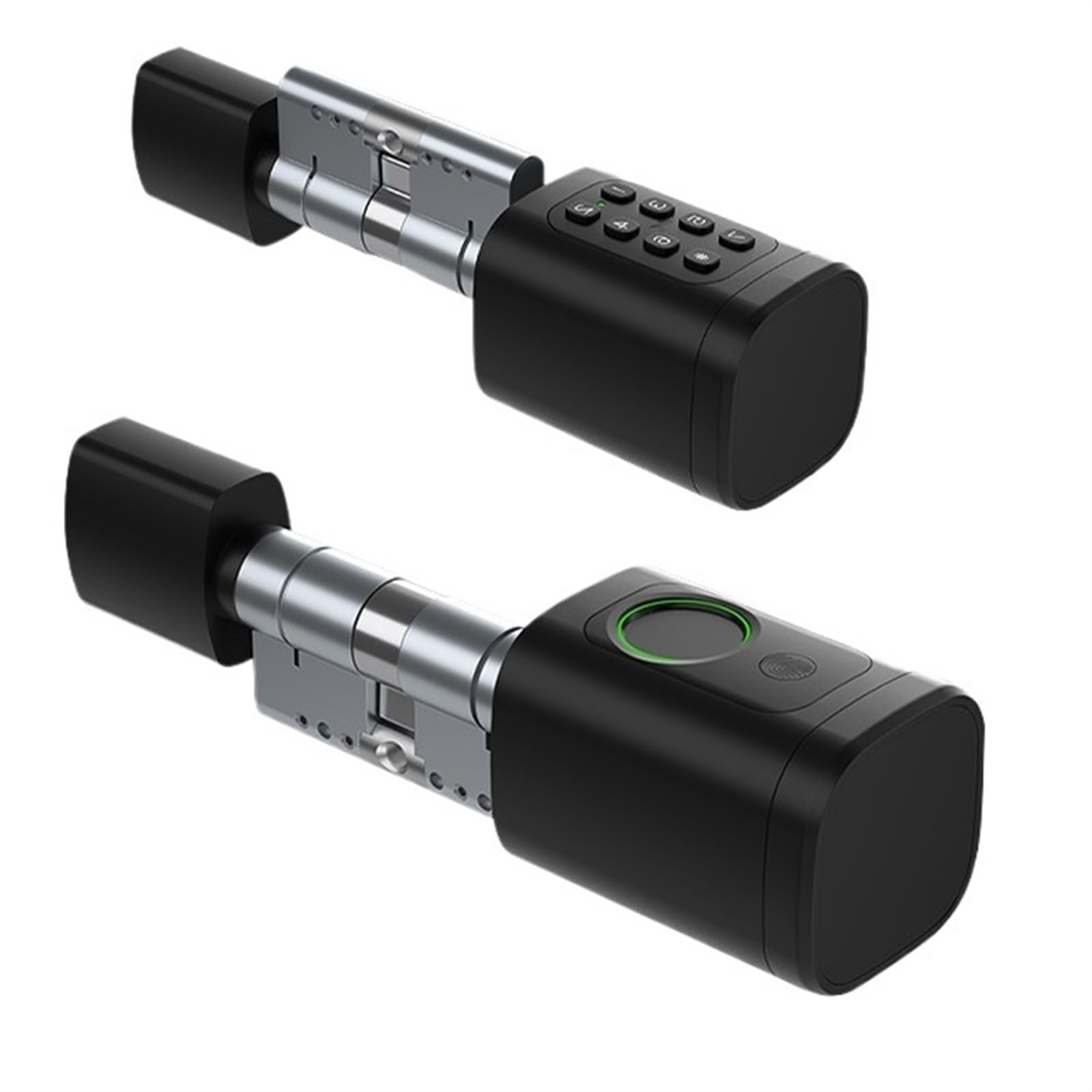 Smart Lock, Regulowane hasło odcisków palców Cyfrowa karta RFID Cylinder Inteligentny zamek do drzwi do hotelu domowego(Nero)