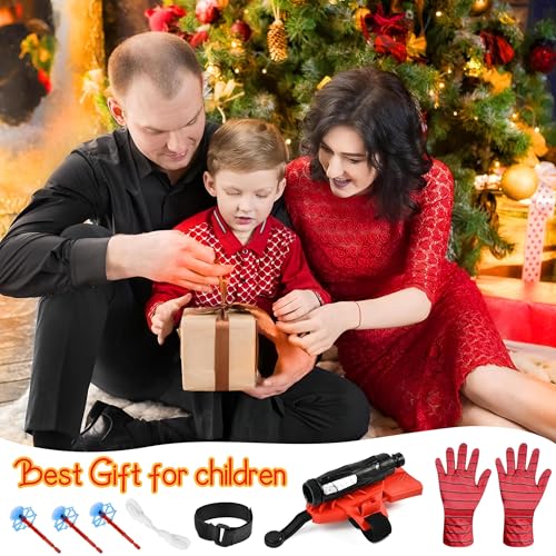 KIDSZONE Motion‑Activated Web Shooter Gloves – Realistic Spider Hero Launcher Toy Set for Kids’ Play & Cosplay