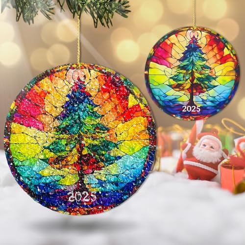 Christmas Ornament 2025 – Vintage Acrylic Hanging Suncatcher | Holiday