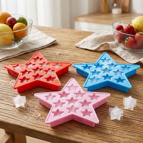 Set de 3 cubiteras estrella para hielo color rosa rojo azul miniatura 5