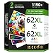 62XL Ink Cartridges Black and Colour Multipack Replacement for HP 62 Ink Cartridges Twin Pack High Yield for HP Envy 5540 5544 5640 5546 5644 5541 5640 5646 5542 OfficeJet 5740 200 250 (2-Pack)