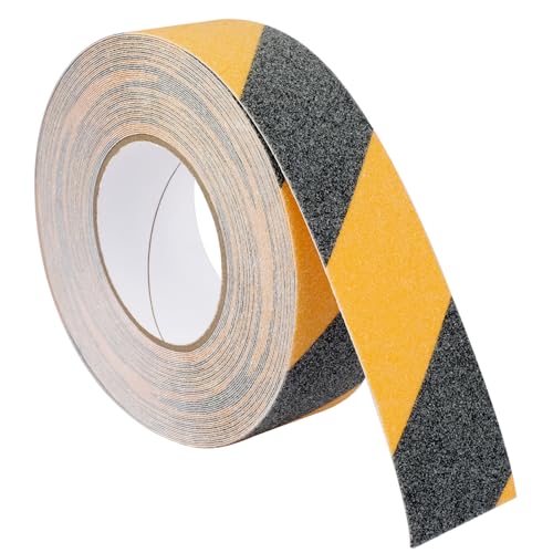 Image of Anti Slip Tape for Stairs Outdoor /Indoor Waterproof Heavy Duty Grip Tape 2 inch x 59Ft Safety Non Skid Roll for Stair Steps Ramp Traction Tread Staircases Grips Adhesive Non Slip Strips Walk, Black&Yellow