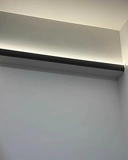 LEDストリップチャンネル 天井壁用LED間接照明コーブモールディング、 モダンなLEDディフューザーチャンネルトリム、 LEDストリップトラックベースボード、 キッチンオフィス幅木(Black,5.3ft (1.6m))