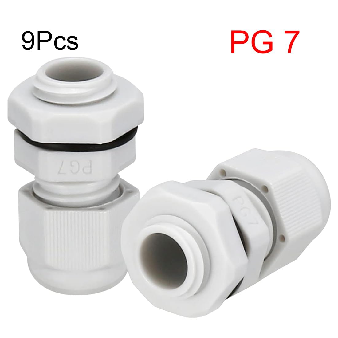 TA-VIGOR 9Pcs PG7 Cable Gland, IP68 Waterproof Adjustable Plastic Nylon Wire Connectors Gland Joints for 3mm-7mm Cables - Image 2