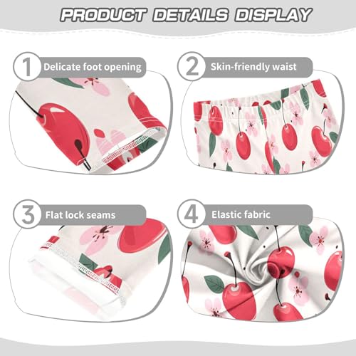 Toddler Girls Leggings Printed Yoga Pants Leggings Red Cherry Pink Floral for Kids3