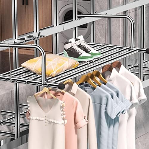 Stainless Steel Folding Clothes Drying Rack - Collapsible Laundry Airer for Indoor/Outdoor Use, Retractable Multi-Functional Drying Rack & Shoe Storage Solution