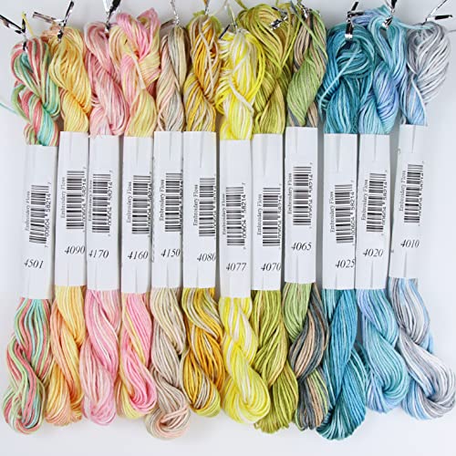 Image of KCS Big skeins of 25 Meters Size 25 Color Variegated Cross Stitch Stranded Threads,12 skeins,12