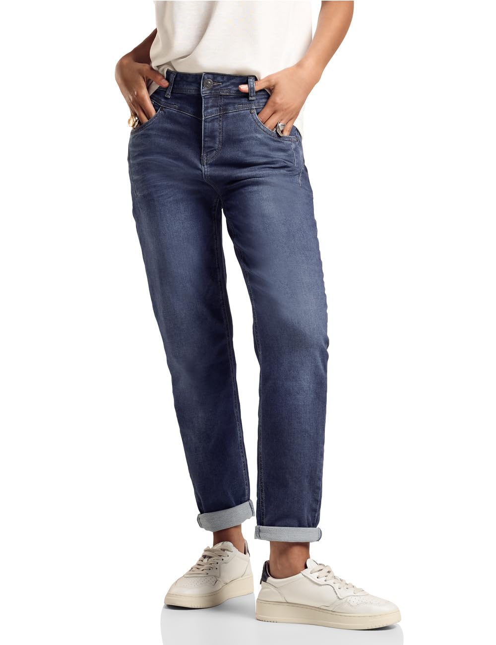 Street One Women's A377768 Jeans Casual fit, Dark Blue Washed, 25W x 28L