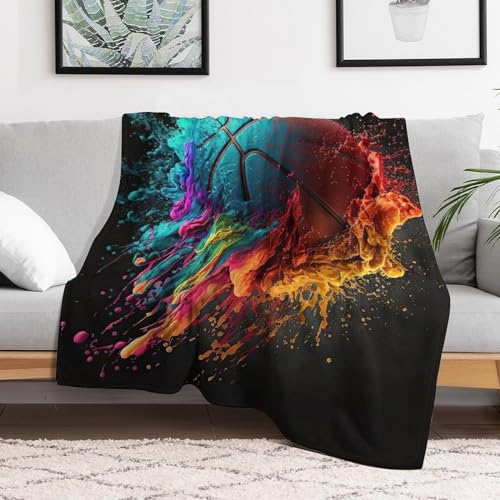 Couverture polaire basket-ball 180x200cm en flannel plaid de canape chaud - 3