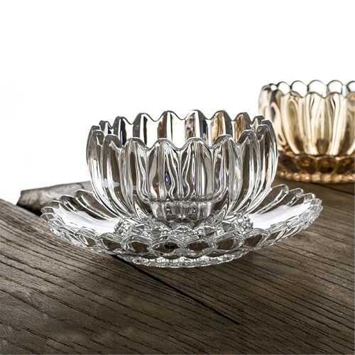 Copa de vidrio con rayas en relieve y plato de alta transparencia 4