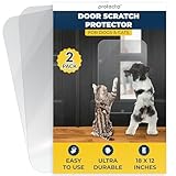 PROTECTO 2-Pack Heavy Duty Door Protector from Dog Scratching, 18 x 12” Clear Door Scratch Protector, Easy to Install on Window, Wall, Screen & Sliding Doors | Cat Scratch Guard for Indoors Outdoors