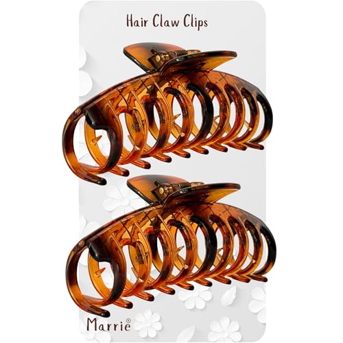 Marrie Large Hair Claw Clips for Thick Hair Nonslip Jumbo Hair Clamp Strong Big Hold Jaws Hair Styling Accessories for Women Girls Size 4.3 Inches (Brown)