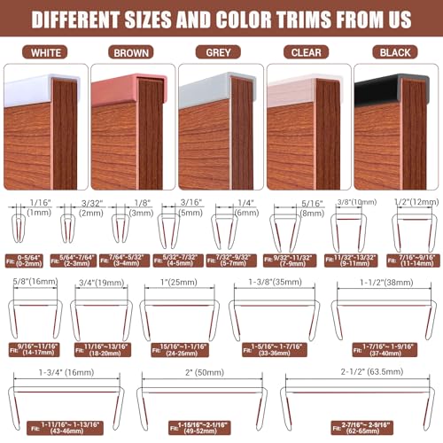 Image of Rubber Edge Trim, 1 /2 Inch(12mm) Flexible Edge Protector for Wood, Flywood, Glass and Metal, U Shaped Self-Adhesive Peel and Stick Guard for Baby Safety, Brown Color, 10Ft