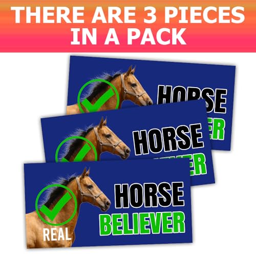 Image of (3Pcs - 7.5x3.75 in) Horse Believer Car Bumper Sticker, Funny Quirky Car Decal, Adult Humor Truck Minivan Trailer Vehicle Decoration, Teens Meme Car Accessories, Gift for Family, Friends