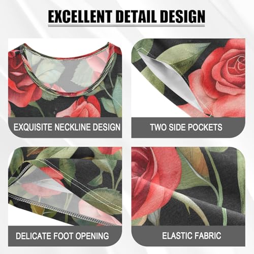 senya Short Sleeve Pajamas Sets Summer Cotton Sleepwear Roses Leaves4