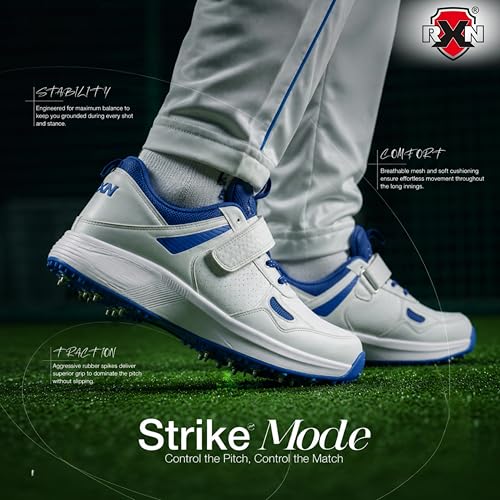 Image of RXN Victor Bowling Metal Spike Cricket Shoes for Men & Women | Cricket Spike Shoes with Phylon Sole, TPU Outsole & Synthetic Leather Upper Comes with Extra Nails & Keys to Tighten