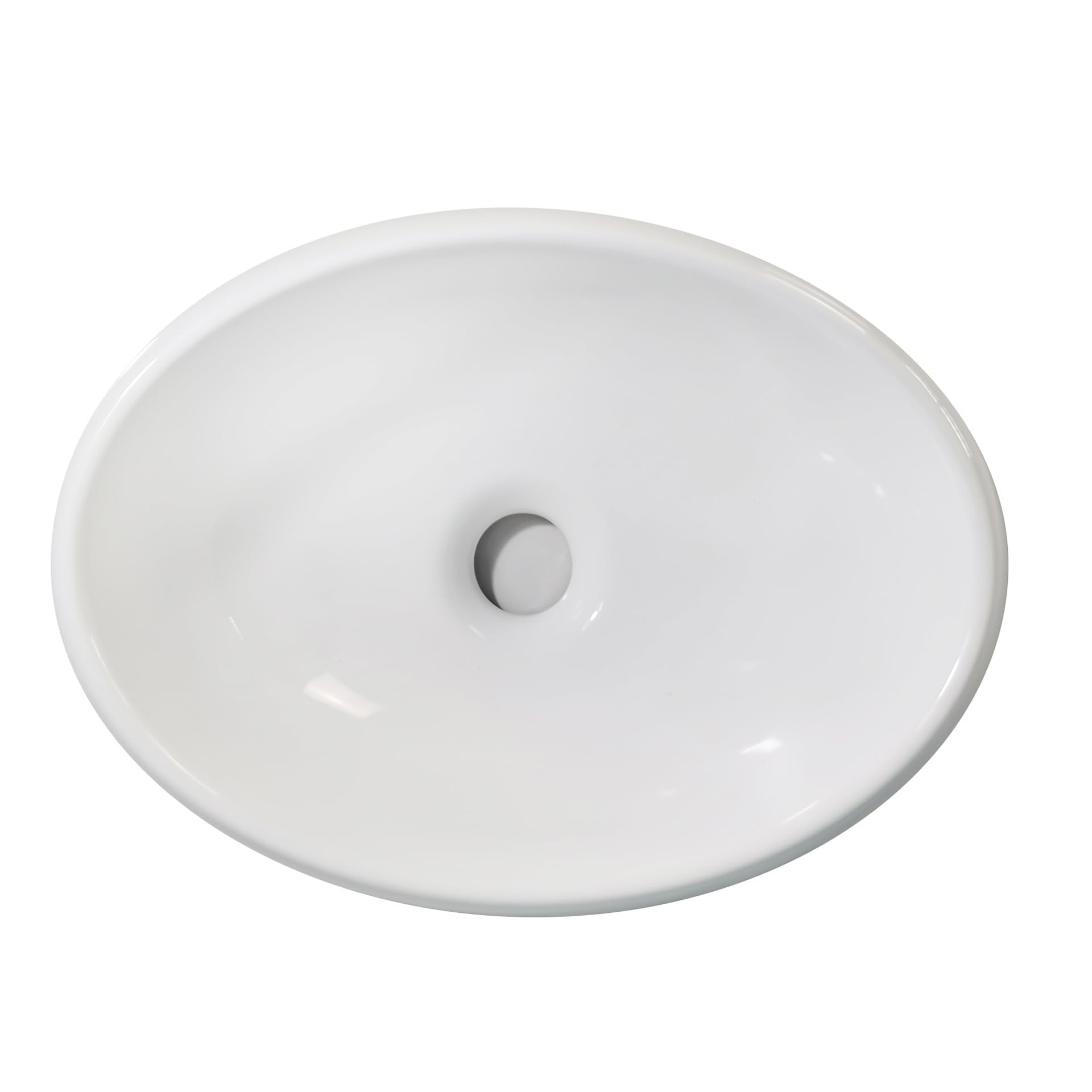Lavabo sobre encimera ovalado de cerámica blanca para baños pequeños