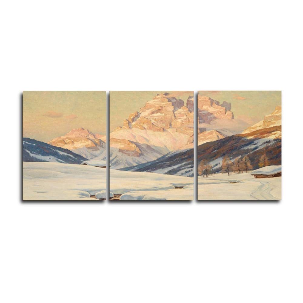Toile calligraphie montagne 3 panneaux habille grand mur vide