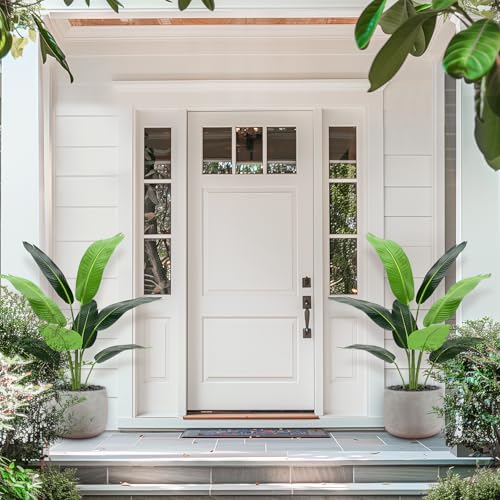 GarveeHome Artificial Bird of Paradise Plant 4FT (48 in) Fake Palm Tree for Indoor Outdoor Modern Decor Faux Plants for Home Office Perfect Housewarming Gift with 8 Trunks Faux Leaves 1 Pack