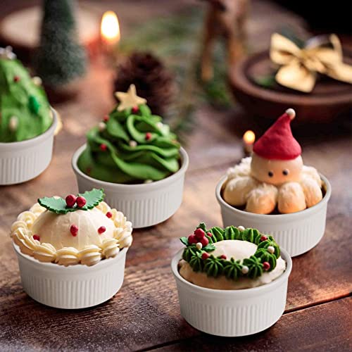 ComSaf 6.5CM White Porcelain Ramekins, 85ML Baking Cups for Souffle, Creme Brulee, Custards, Pudding, Jams, Sauce and Dips - Durable Pack of 6 - Image 4