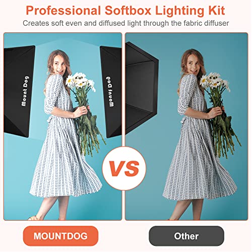 Mountdog Softbox Photography Lighting Kit Softbox Light Photography Studio Lights 2X20 X28 E27 95W 5500K Soft Box Light Professional Photo Equipment For Photoshoot Video Recording Portraits Shooting #TOP2
