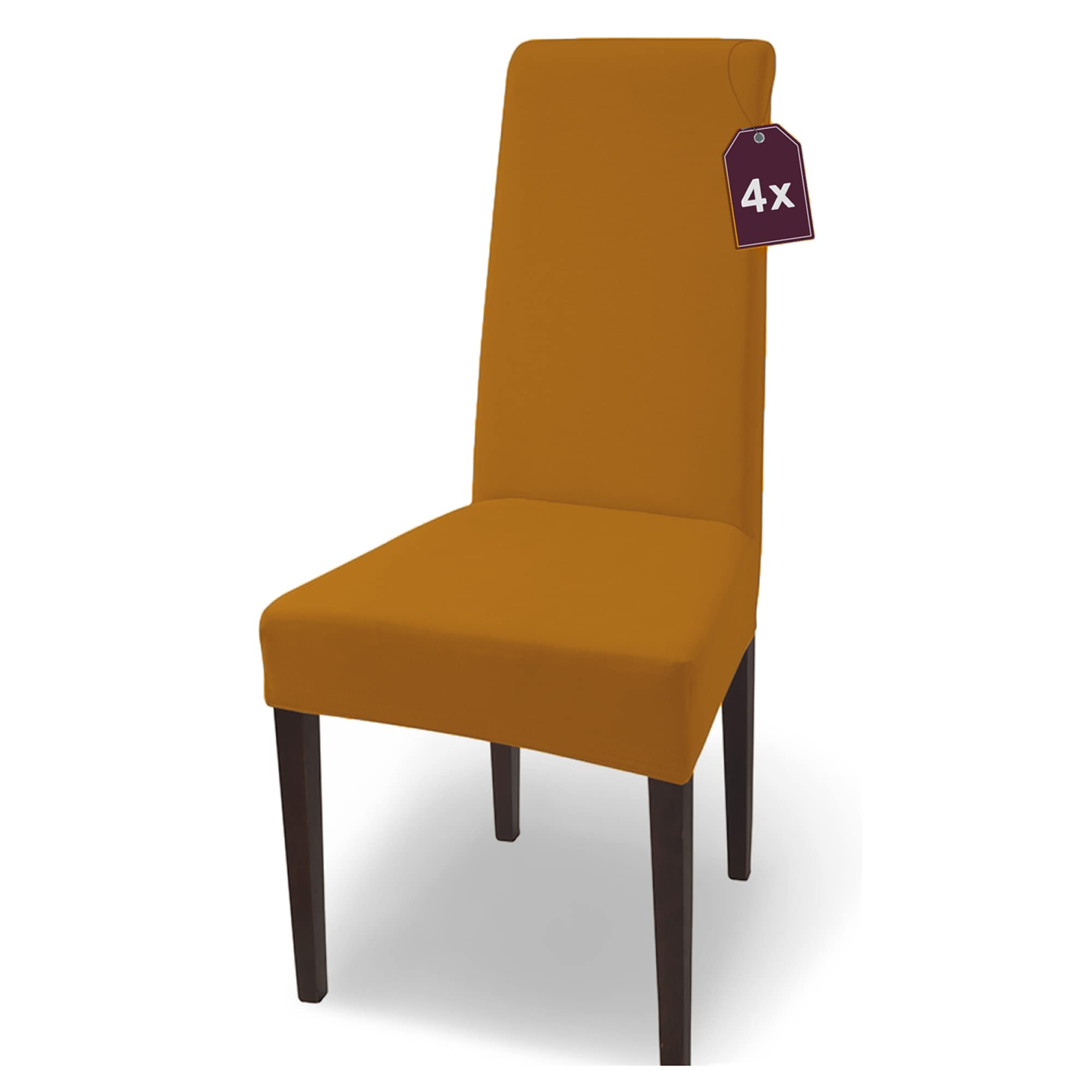 Scheffler Home Stuhlhussen Senfgelb 4er Set Jersey Baumwolle Natalie | Waschbare Stretch-Stuhlbezüge für Schwingstühle, Freischwinger und Esszimmerstühle, Öko-Tex zertifiziert