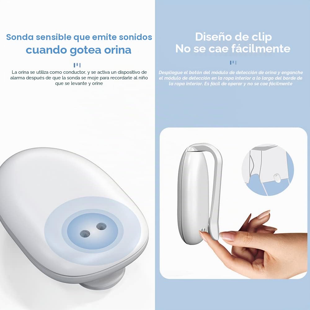 Alarma inalámbrica de enuresis de la cama con receptor y transmisor de clip para niños Grils Niños Entrenamiento para personas mayores, rango de acción de 10-20 m, recordatorio de ruido de vibración